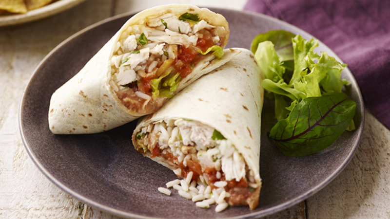 easy chicken bean burritos