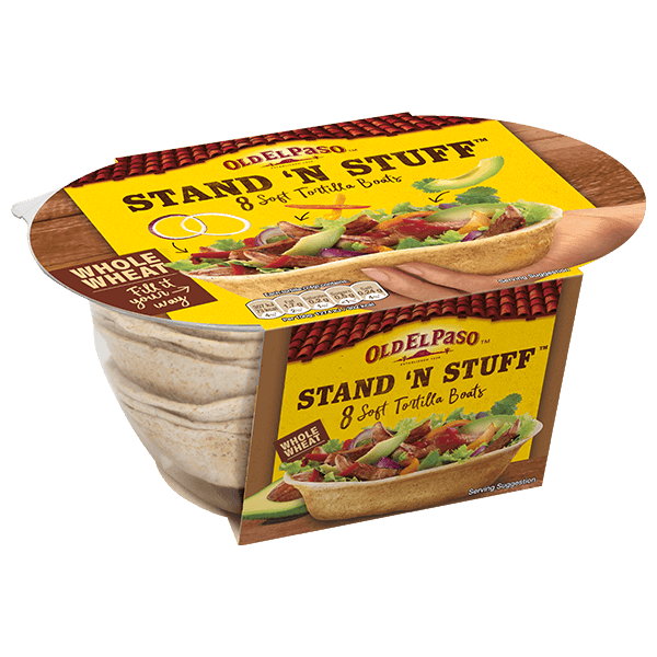 pack of Old El Paso's whole wheat 8pk Stand N Stuff taco boat kit