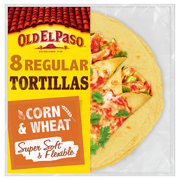 pack of Old El Paso's 8 regular tortillas (326g) for a tasty meal